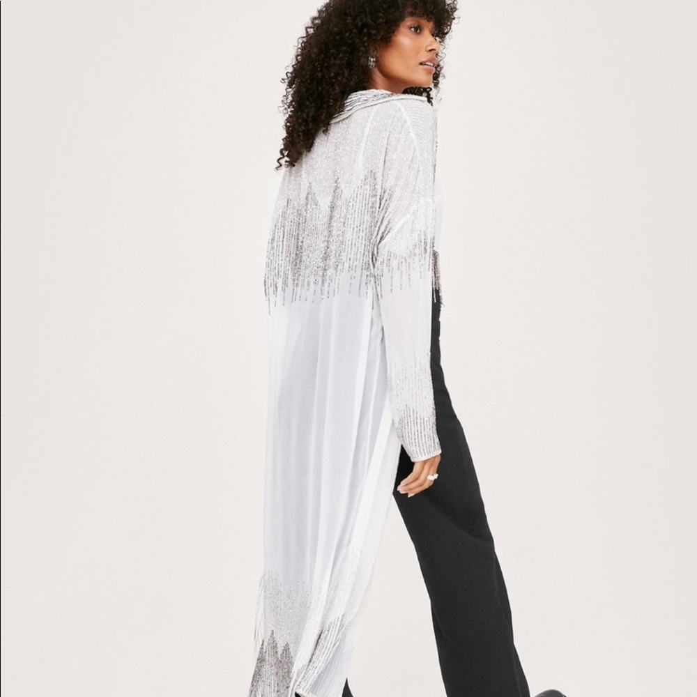 Cute trendy sheer beaded maxi shirt